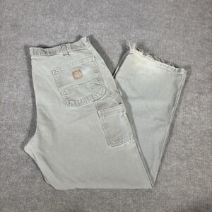 Carhartt Pants Mens 38x31 (Tag 40x32) Beige Canvas Carpenter Work Distressed B11